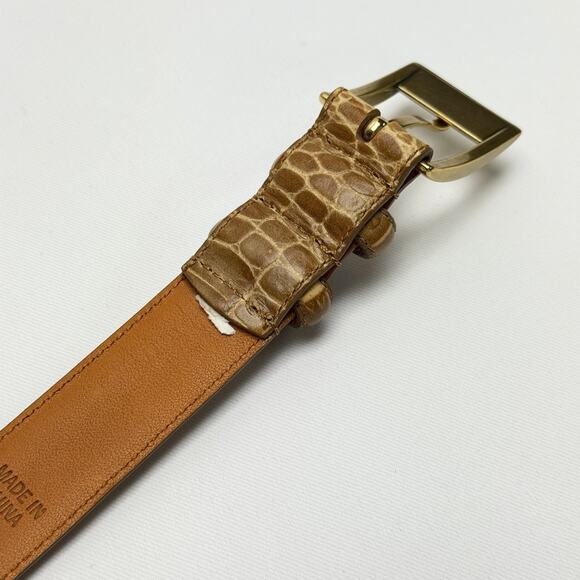 LAUREN RALPH LAUREN Women’s Belt Italian Brown Leather Croc Embossed Size L main image 7